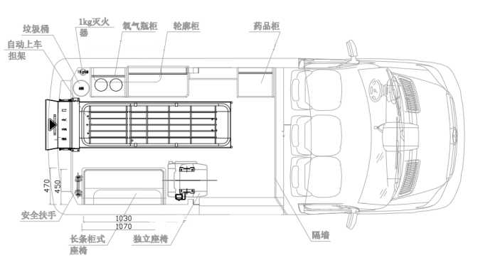 新全顺中轴中顶监护型救护车